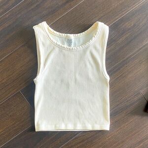 Aritzia Sunday Best Ivory Ribbed cropped Tank